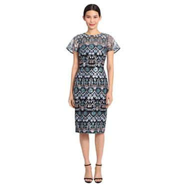 Imagem de Maggy London Vestido bordado para ocasiões femininas para festas de casamento, Azul multi, 42