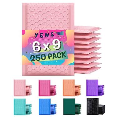 Imagem de Yens Envelopes de plástico bolha 6x10 pacote com 250 sacos adesivos autoselantes rosa claro à prova d'água, envelopes acolchoados de amortecimento para envio, correspondência, embalagem utilizável 15