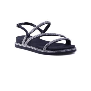 Imagem de Sandália Papete Feminina Com Strass Brilho Pedraria  Rasteirinha Mulhe