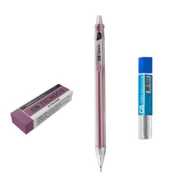 Imagem de Kit Lapiseira Spark 0.7mm Rosa Metálico+Grafite +Borracha LL - CIS