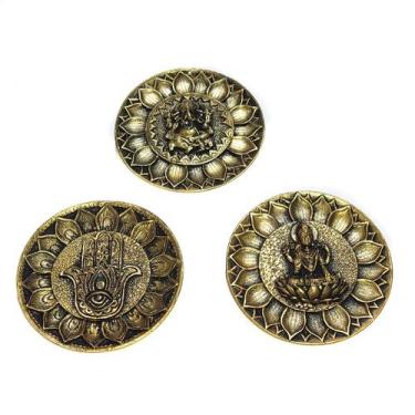 Imagem de Kit 3 Porta Incenso Incensário Resina Buda Hindu Ganesha Ham - Luthi C