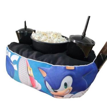 Imagem de Almofada Com Bolso Porta Pipoca Balde + Copos Sonic 1 - Maria dos Reis