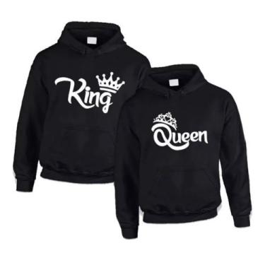 Imagem de Kit/2 Moletom Namorados Casais King Queen Coroa - SEMPRENALUTA , Preto