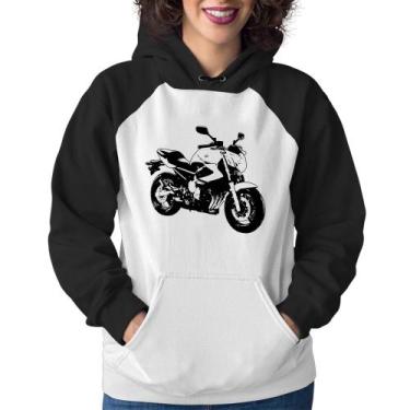 Imagem de Moletom Feminino Moto XJ6 N Art - Foca na Moda, Branco, Preto, GG