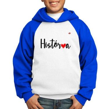 Imagem de Moletom Infantil História por amor - Foca na Moda, Branco, Azul, 14