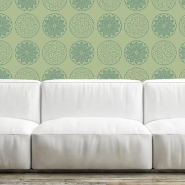Imagem de Papel de Parede Adesivo Floral Verde 39 Rolo 0,58x3M - Adesivo BR