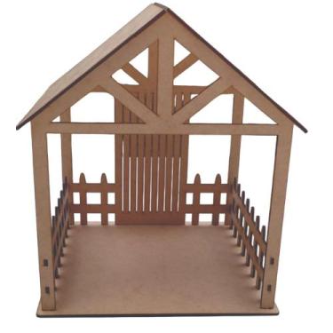 Imagem de Casinha de Presépio em MDF cru de 3mm 30 cm - atacado Limb