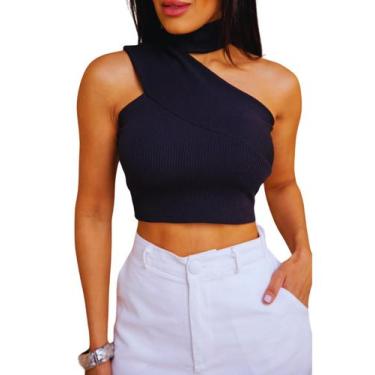 Imagem de Blusa Feminino Cropped Mula Manca Top Canelada - LUNNA, Preto, G
