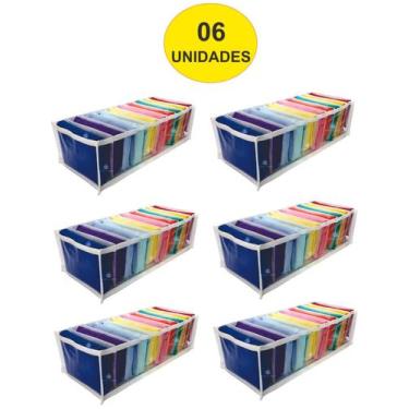 Imagem de Kit 6 Organizadores De Gavetas (calcinhas, Meias, Cuecas) Transp. Bran