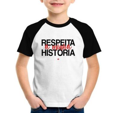 Imagem de Camiseta Raglan Infantil Respeita a minha História - Foca na Moda, Bra