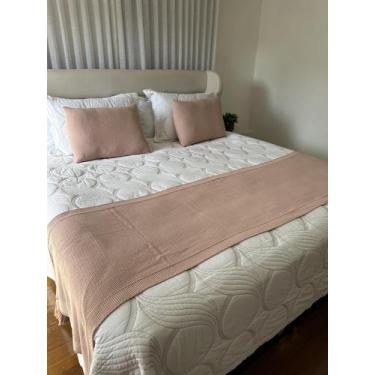 Imagem de Kit Peseira Manta Luxo Decorativa Pompom Cama King + 2 Capa - Calu Tri