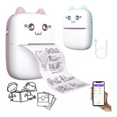Imagem de Mini Impressora Térmica Portátil Gatinho Bluetooth Colorida - KNUP