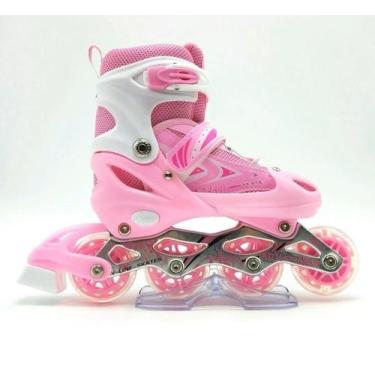 Imagem de Patins Inline Roller Ajustável Infantil/juvenil ROSA, 33 ao36