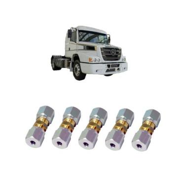 Imagem de Kit 5 Conexão Emenda Tubo Nylon Mbb Tubo 6 Mm X 6 Mm (Completa) - LNG