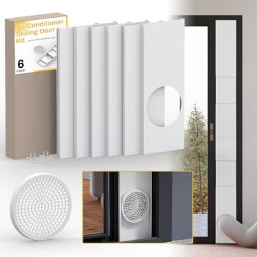 Imagem de Powrocket Kit de porta deslizante de ar condicionado portátil, pacote com 6 kit de ventilação de porta AC, kit de ventilação de porta de comprimento máximo ajustável, kit de vedação de janela