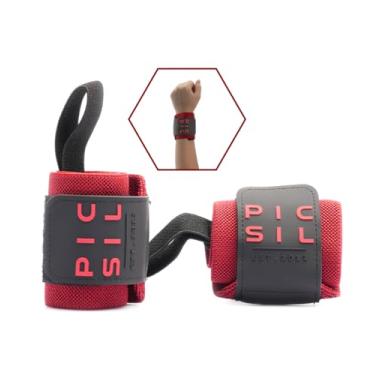 Imagem de PICSIL Munhequeira de treinamento cruzado de pulso, Suporte de pulso forte com laço para o polegar, Flexible Wrap Made of Stretch Cotton, Ideal para levantamento de peso, Boxe, Exercício, (vermelho)