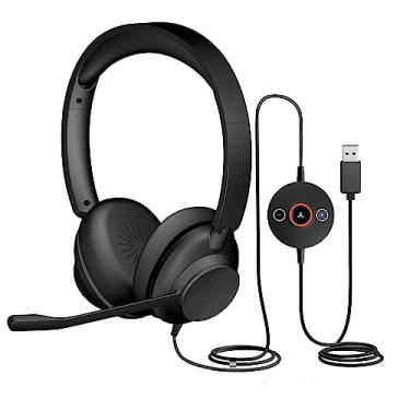 Imagem de Cyber Acoustics Fone de ouvido CA Essential ANC e ENC USB (HS-1500USB) – Fone de ouvido USB profissional com tecnologia avançada de cancelamento de ruído, controles em linha, confortável