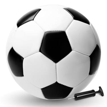 Imagem de Bola de futebol tamanho 5 com bomba - individual, pacote com 2 ou 3 unidades - tamanho e peso oficiais - capa macia segura e desempenho de longa duração - futebol clássico para ambientes internos e