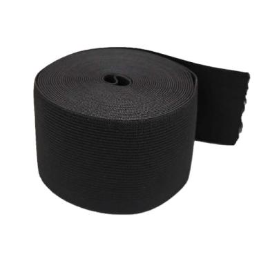 Imagem de Faixa elástica plana de 10 metros para costurar roupas acessórios para calças cinto elástico vestuário tecido de costura DIY (preto, 2,36" (60 mm) x 10 metros)