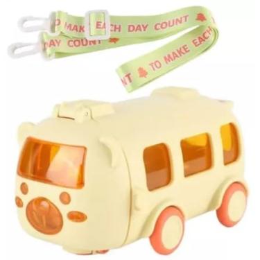 Imagem de Garrafa de água Bus fofa para ônibus com alça para carro Pequeno copo de água desenho brinquedo portátil carrinho (Amarelo)