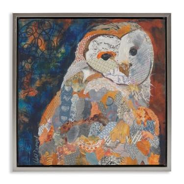 Imagem de Stupell Industries Arte de parede em tela flutuante emoldurada de coruja com estampa de colagem por VioletDavenport, moldura flutuante cinza, 45,7 x 45,7 cm