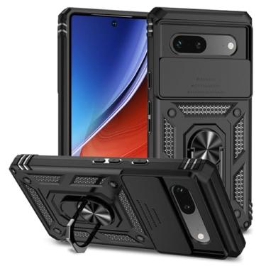 Imagem de Tothedu Capa para Pixel 7A, capa para Pixel 7A G0DZQ com capa deslizante para câmera, anel giratório de 360° integrado com suporte magnético à prova de choque para Google Pixel 7A preta