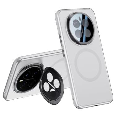 Imagem de HAO RIYLN Capa magnética para Honor Magic 7/Magic 7Pro, capa de telefone com suporte de lente suporta carregamento sem fio, capa à prova de choque, prata, 7