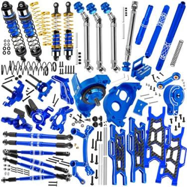 Imagem de hopsupRC RC Shocks&Arms&Caster Blocks hubs&25T Direct Mount Servo Saver&Steering Bellcranks&CVD&57T Spur Gear &Gearbox&Center Driveshafts&Turnbuckles Links Parts for 1/10 Kraton 4X4 4S V2 BLX,Blue
