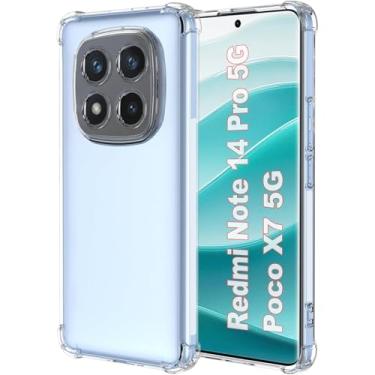Imagem de USTIYA Capa para Xiaomi Poco X7 5G/Redmi Note 14 Pro 5G TPU transparente quatro cantos capa de proteção de grau militar transparente macia