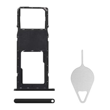 Imagem de BESJMYT Substituição da bandeja do cartão SIM para Samsung Galaxy A02s (versão SIM único) Adaptador de suporte de slot de bandeja de cartão preto com ejetor de agulha para A02s SM-A025U SM-A025U1