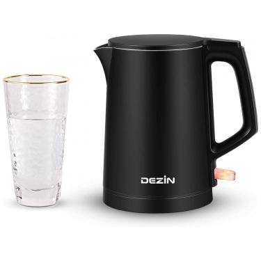 Imagem de Chaleira Elétrica 800mL com Desligamento Automático e Aço Inoxidável, 110v, DEZIN LL 8860, Preto