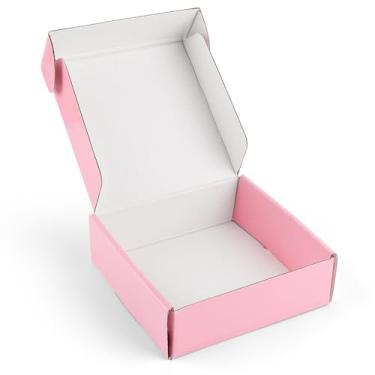 Imagem de Golden State Art, Caixa de Correio Rosa 6X6X2, Pacote com 26 Caixas de Presente Resistentes para Correspondências para Pequenas Empresas, Suprimentos de Remessa, Papelão Ondulado, Embalagem