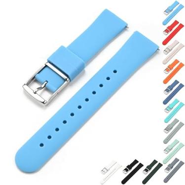 Imagem de Pulseira de silicone de liberação rápida de 18 mm, 20 mm, 22 mm, pulseira de borracha para relógios Samsung Galaxy, pulseiras de substituição com fivela prata para relógios inteligentes, pulseiras de