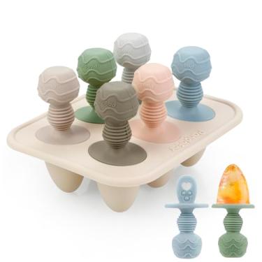Imagem de PandaEar Moldes de picolé de silicone, mini moldes de picolé de leite materno com palitos e 6 cavidades para alívio da dentição do bebê, mordedor de leite materno congelado, moldes de picolé para