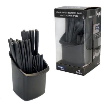 Imagem de Conjunto Talheres Capri 25 Peças -  Preto