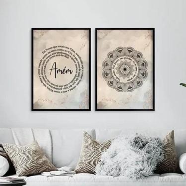 Imagem de Kit 2 Quadros Pai Nosso E Mandala Hooponopono 33X24Cm