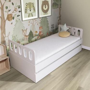 Imagem de Bicama Solteiro com Cabeceira Anatômica Removíveis Branco Housin