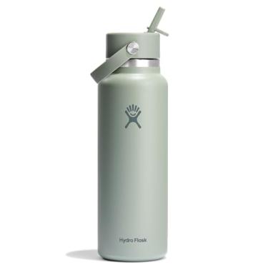 Imagem de Hydro Flask Garrafa de água - aço inoxidável isolado - tampa larga de palha, não derrama, à prova de vazamento em verde agave de 1,134 g