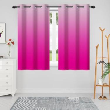 Imagem de Renaiss Cortinas blackout ombré, gradiente, fúcsia, isolamento térmico, escurecimento, cortinas de janela, rosa, bloqueio de luz, redução de ruído, ilhós, tratamentos de janela, quarto, sala de estar,