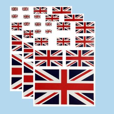 Imagem de Ruoming Ruoming Conjunto de adesivos de bandeira nacional de 3 peças, vários tamanhos, 3 folhas (Grã-Bretanha)