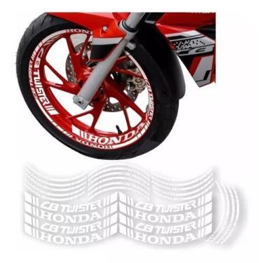 Imagem de Kit De Adesivos Para Roda Da Cb 250 Twister 2020 Cor Branco - Resitank