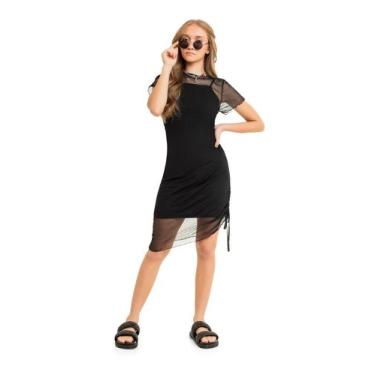 Imagem de Vestido Juvenil com Sobreposição Gloss, Preto, 10
