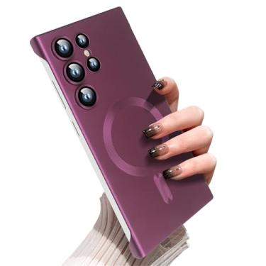 Imagem de Omio Capa fina magnética para Galaxy S23 ultra compatível com MagSafe, policarbonato fosco ultrafino, design minimalista sem moldura sem bordas com protetor de lente de câmera para homens e mulheres,