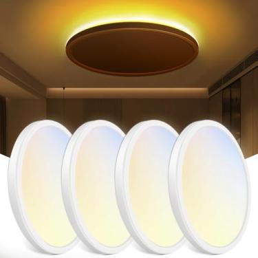 Imagem de zemty Luminária De Teto Led De 12 Polegadas Com Luz Noturna 1800K, Pacote Com 4 Luminárias De Teto Reguláveis 3000K/4000K/6500K Com Controle Remoto, Iluminação De Teto De Baixo Perfil Para Quarto, S