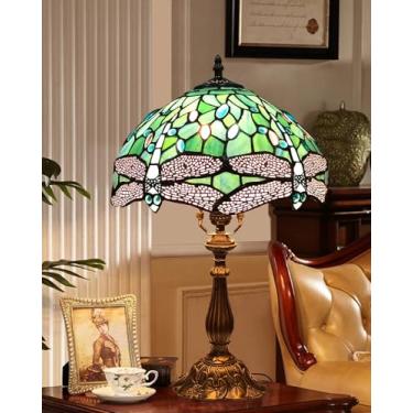 Imagem de BMXKPO Abajur Tiffany, Abajur Estilo Libélula Azul-Marinho, Decoração De Quarto De 12 X 12 X 20 Polegadas, Abajur De Leitura Tiffany Para Sala De Estar, Inclui Lâmpada Led