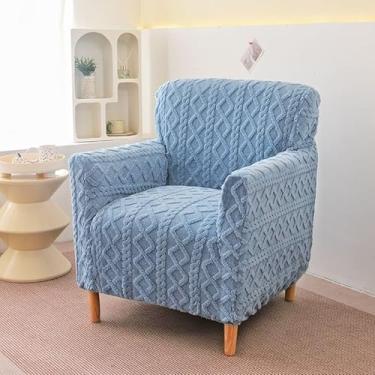 Imagem de Capas de poltrona elásticas, capas elegantes para sofás e cadeiras com braços, protetor de móveis lavável para sala de estar, ajuste universal(Blue)