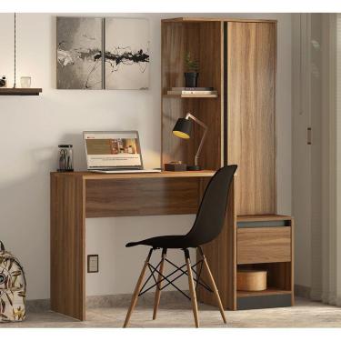 Imagem de Escrivaninha com Armário Office 29800 01 Porta 01 Gaveta Morada Amendola Touch Grafito Demóbile 