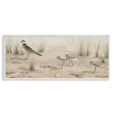 Imagem de Stupell Industries Kildeer Birds Stepping White Framed Giclee Wall Art Design por Valerie Rogers, 24 x 10