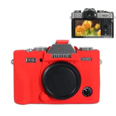 Imagem de Pocoukate Capa para câmera Fujifilm Fuji XT30 / XT30 II, capa protetora de silicone macio com acessórios para câmera Fuji XT30 / XT30 II (vermelha)