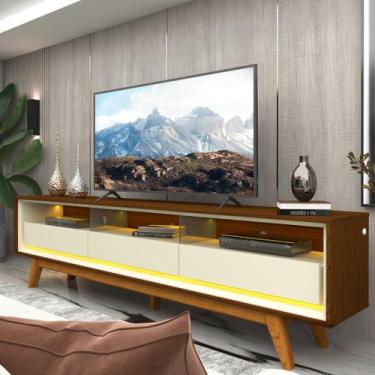 Imagem de Rack para TV até 85 Polegadas com LED e Pés Madeira Maciça 211,4cm 100